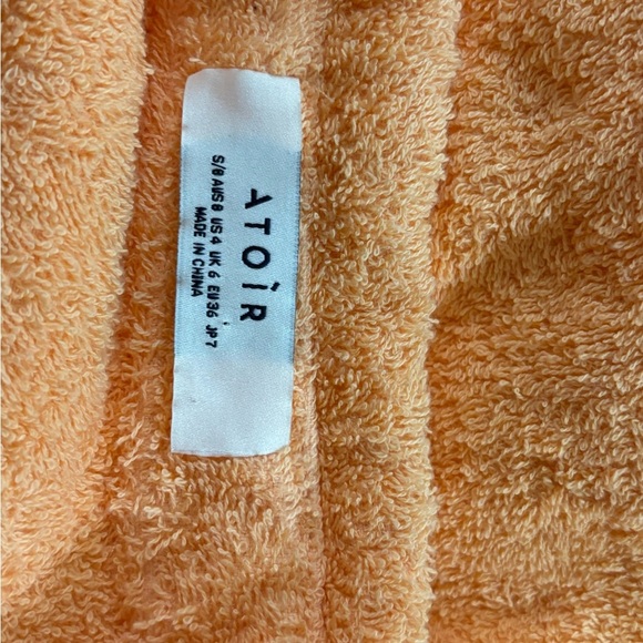 Atoir AUS The Santorini Mango Orange Terry Cloth Cropped Button Down Top S - Picture 11 of 11